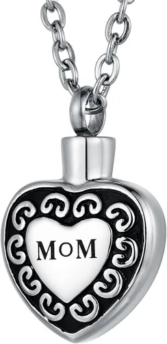 Miniatura 21 de Collar de urna conmemorativa de acero inoxidable para cenizas con texto en inglés "Dad in Heart", Acero inoxidable