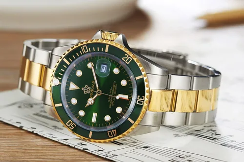 Miniatura 3 de Reloj para hombre, con bisel giratorio, impermeable, de acero inoxidable, deportivo, de cuarzo, a la moda, reloj de negocios, Plateado negro