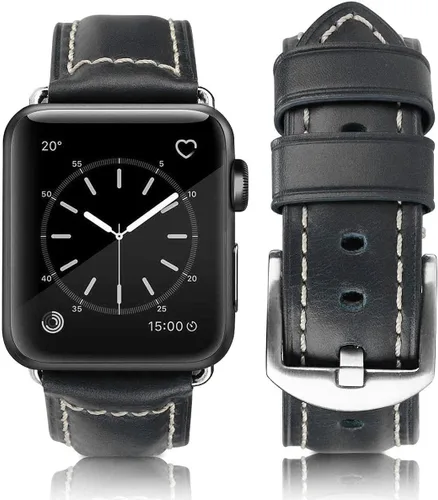 Miniatura 8 de HUAFIY Compatible para Correas de Apple Watch 42mm 44mm 45mm 46mm 49mm 38mm 40mm 41mm, Correa de Cuero Genuino para iWatch Serie 11/10/9/8, 7, 6, 5