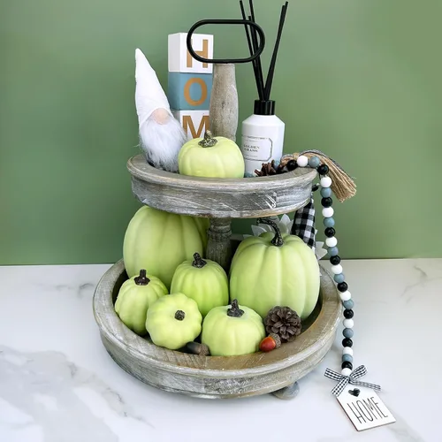 Miniatura 3 de Winlyn 7 calabazas artificiales de cosecha de color verde claro surtidas para Acción de Gracias, Halloween, otoño, mesa de boda, centro de mesa