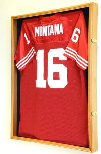 Miniatura 2 de XL Jersey Vitrina 98% Protección UV - Fútbol/Hockey/Béisbol/Baloncesto/Fútbol Shadowbox Montaje en Pared negro (Black Wood Finish)