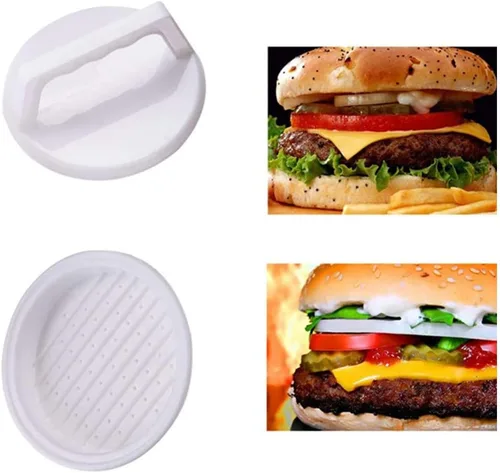 Miniatura 6 de Prensa de hamburguesas de 2 piezas, prensa de hamburguesa de plástico, juego de prensa de carne para hacer hamburguesas