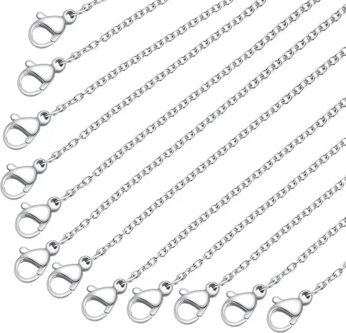 Miniatura 6 de Cadena de acero inoxidable para fabricación de joyas: cadenas de collar LUCKYPADS a granel de 0.059 in chapadas en oro, cadenas finas chapadas