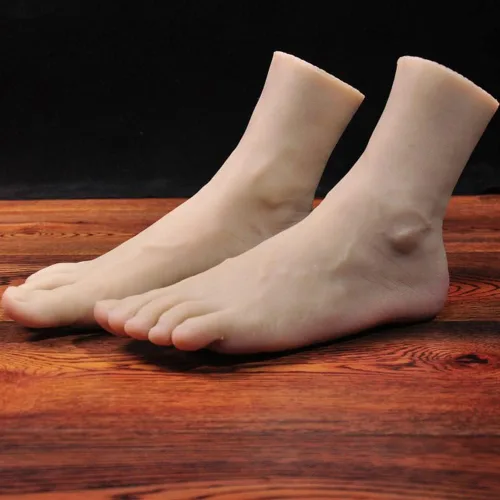 Miniatura 4 de Pies de silicona, 1 par de maniquí masculino de silicona, pie de silicona con pantalla de hueso, sandalia para zapatos, calcetín, exhibición, arte