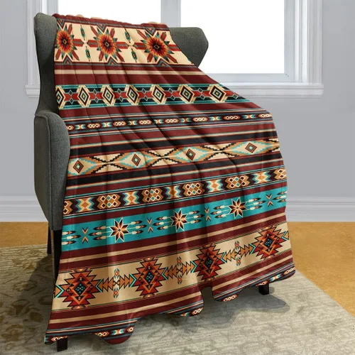 Aztec Ethnic - Manta de forro polar con rayas geométricas, suave, acogedora, cálida, ligera, bohemia decorativa para sofá o dormitorio, 40 x 50