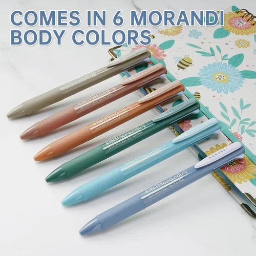 Miniatura 4 de NiArt Morandi - Bolígrafos de gel 4 en 1 retráctiles multicolor de 0.020 in/0.02 pulgadas, punta fina, paquete de 6 unidades, sin manchas, secado