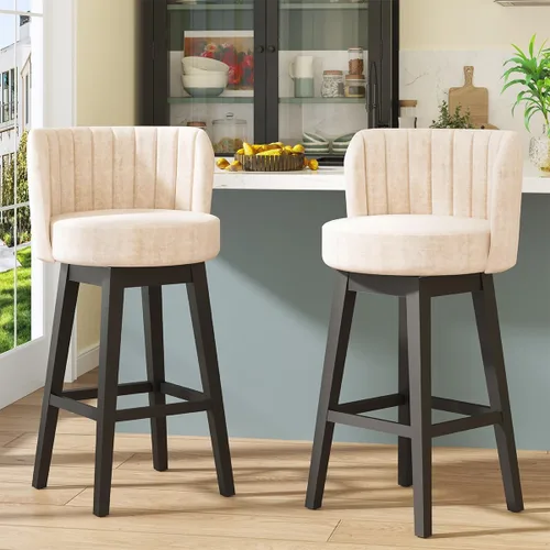 COCO DESIGN - Juego de 2 taburetes de bar giratorios, 24" de altura del asiento, taburetes de bar de estilo moderno de mediados de siglo con