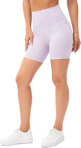 Lavento Pantalones cortos de ciclista de cintura alta para mujer, con bolsillos de 5 y 8 pulgadas, para entrenamiento, yoga, gimnasio