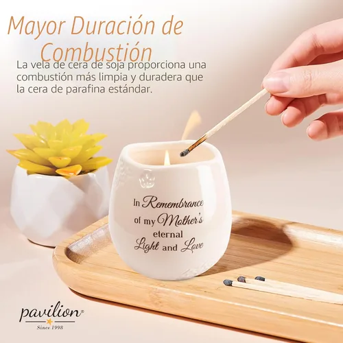 Miniatura 7 de Pavilion Light Your Way Recipiente Cerámico Conmemorativo - Vela 100% de Cera de Soja con Texto "In Remembrance Of My Mother's Eternal Light And
