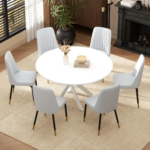 Miniatura 39 de RGZ Juego de mesa de comedor redonda negra de mediados de siglo para 2, mesa de cocina pequeña de madera circular de 36 pulgadas y 2 sillas