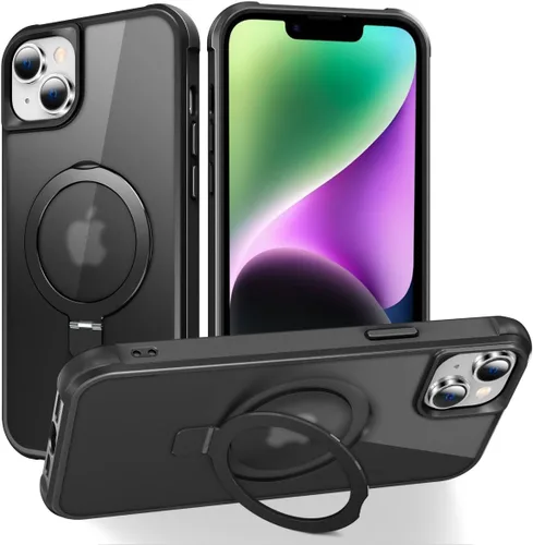 Miniatura 174 de CHAOFEnG Funda magnética compatible con iPhone 11 con soporte, prueba de caídas de grado militar, compatible con imán, anillo translúcido, parte