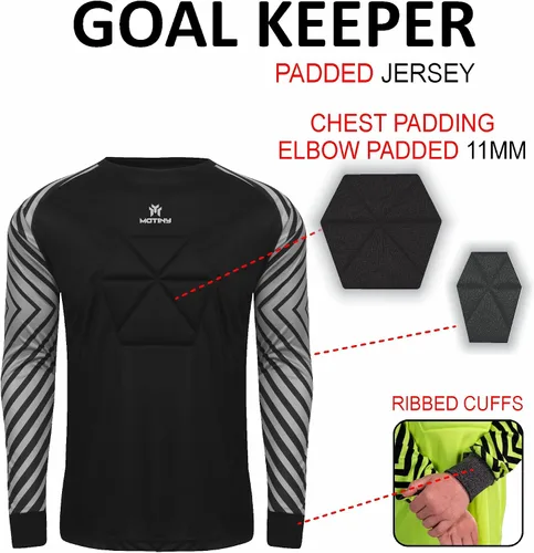 Miniatura 3 de Camiseta de portero acolchada en el pecho para adultosniños, codo de fútbol acolchado para jóvenesadultos, tallas de manga larga