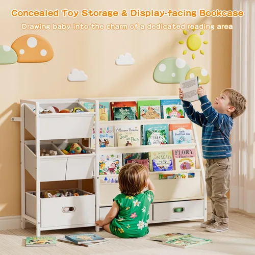 Miniatura 8 de HAVLOTII Estantería para niños y almacenamiento de juguetes, estante para libros para habitaciones de niños, estantería para bebés para guardería