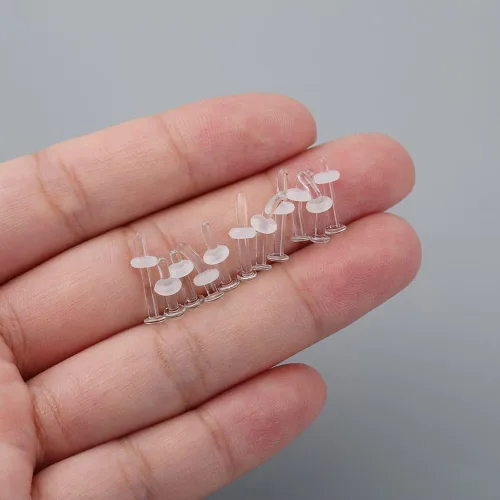 Miniatura 7 de 12pcs Glass Piercing Retainers Set for Work/Surgery/Sports, 18g 16g 14g Curved Clear Nose Studs for Cartilage Tragus Conch Daith Helix Lip Nose