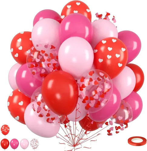 Miniatura 27 de Globo Rojo Blanco Azul, 50 unidades de 12 pulgadas, globos de látex azul marino, rojo rubí oscuro, confeti dorado metálico para baby shower