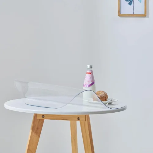 Miniatura 4 de Protector de mesa redonda transparente de 10 pulgadas, protector de escritorio de plástico de 1,5 mm de grosor, protector de mesa de PVC impermeable
