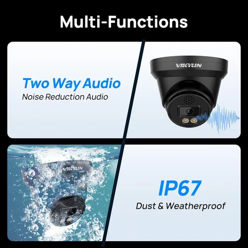 Miniatura 8 de VIKYLIN Cámara IP PoE a todo color 4K 8MP, cámara de torreta PoE 4K para exteriores con detección de humanos y vehículos, conversación de 2 vías