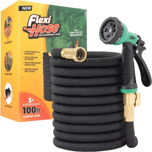 Miniatura 10 de Flexi Hose manguera de jardín expandible con boquilla de 8 funciones, 25 pies - manguera de jardín retráctil ligera, manguera de agua - flexibilidad