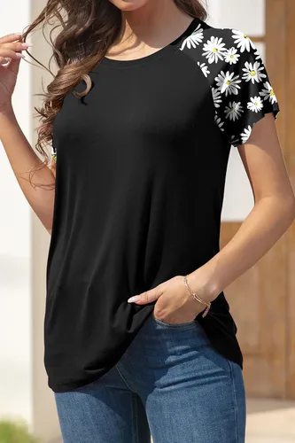 Miniatura 5 de AYIFU Camiseta de rayón de manga raglán de ajuste holgado para mujer, estilo casual, para verano, túnica de moda