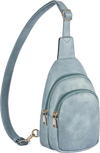 Miniatura 120 de Telena Riñonera pequeña para mujer, de cuero, cangureras, bolsa de pecho para mujer