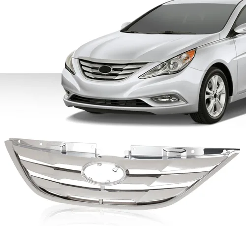 Miniatura 3 de GRAND ORANGE Conjunto de parrilla delantera compatible con Hyundai Sonata 2011 2012 2013 cromo ABS plástico parrilla HY1200154 863503S100