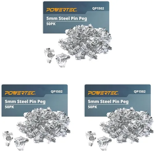 Miniatura 10 de POWERTEC QP1502 - 50 clavijas transparentes para estantes, estantes de cocina, estantería, armario y muebles, 50 piezas, soportes de metal chapados