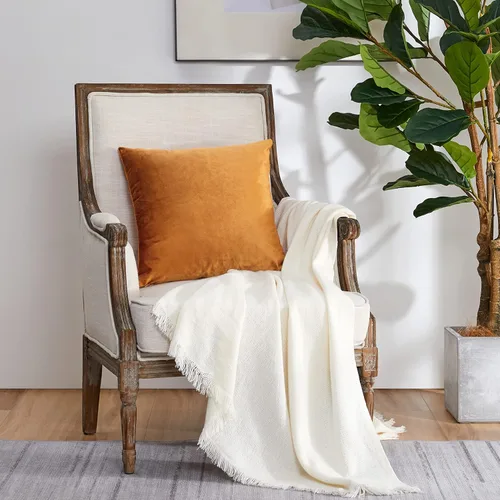 Miniatura 20 de GIGIZAZA Fundas de Almohadas Decorativas de Terciopelo Dorado, Fundas de Almohadas de 18x18 para Sofá, Sillón y Cama, Paquete de 2 Fundas de Cojines