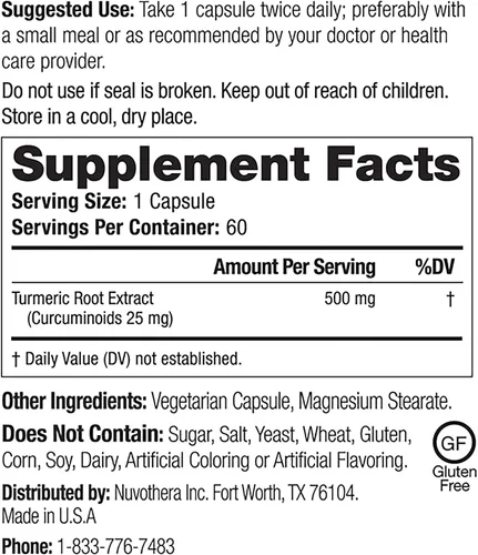 Miniatura 7 de Nuvothera Cápsulas de curcumina de cúrcuma supermicronizada de absorción rápida, raíz entera, sin OMG, piel, salud intestinal y antioxidantes