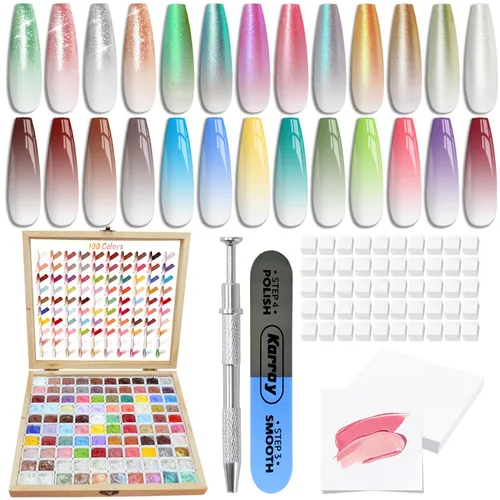 Miniatura 11 de Juego de esmalte de uñas en gel con esponja de 24 colores para dibujo de líneas, diseño de rayas, flores, ombre, rubor, floración, aura, arte
