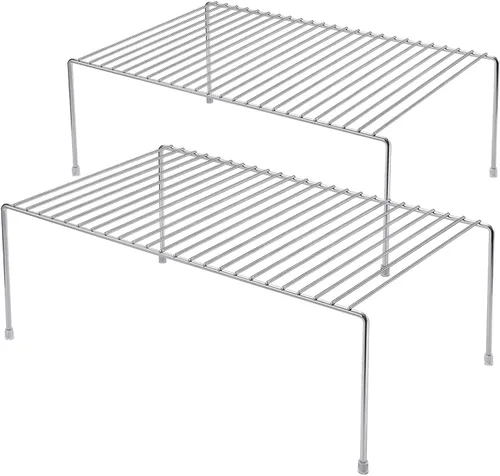 Miniatura 9 de Juego de 2 estantes de almacenamiento para gabinete, tamaño mediano (13 x 9.4 pulgadas), organizador y almacenamiento de alambre de metal I Blanco