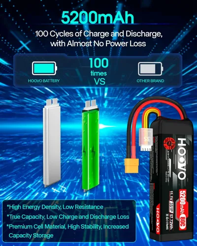 Miniatura 4 de HOOVO Batería LiPo 11.1V 3S 5200mAh 80C Softcase RC Batería XT60 Enchufe para RC Car RC Truck Avión Helicóptero Barco Carreras RC Hobby