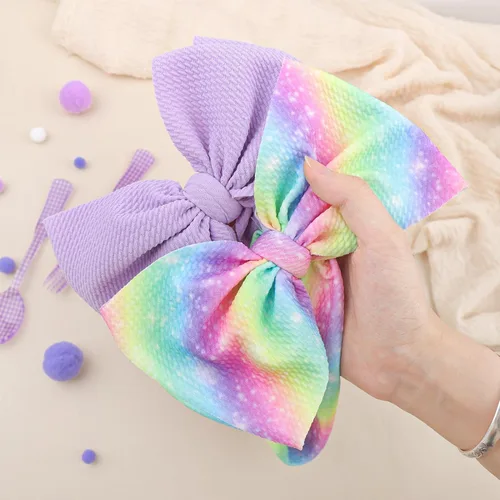 Miniatura 8 de Diademas de arco iris para el pelo para bebés, niñas, 2 unidades, recién nacidos, niños pequeños, accesorios para el cabello, lazo para la cabeza
