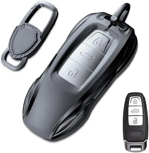 Miniatura 10 de Funda de metal de aleación de zinc para llavero compatible con Audi A6 A7 A8 Q8 SQ8 E-Tron S6 S7 RS6 Q7 Smart Key Fob Cover Cover Shell Shell