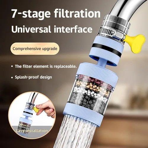 Miniatura 2 de Filtro de grifo de agua universal de 0.591-1.260 in, adaptador de grifo redondo, carbón activado, elimina cloro, fluoruro, metales pesados, incluye