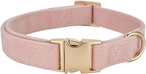Miniatura 15 de Collar de perro de corduroy suave con hebilla de metal de alta calidad, para perros medianos. (Blanco, Mediano: 12-19")