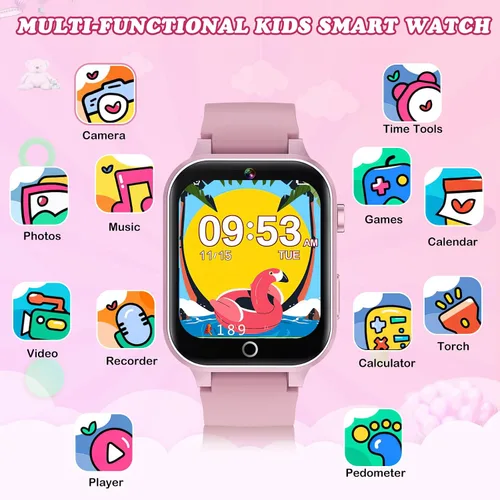 Miniatura 2 de Reloj inteligente para niños con cámara, video, reproductor de música, reloj despertador, cronómetro, calendario, podómetro, pantalla táctil HD