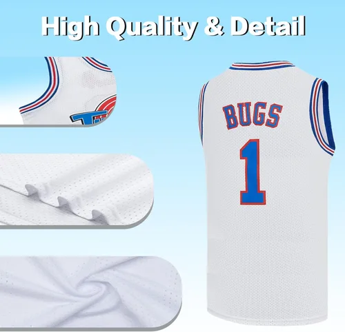Miniatura 2 de Camiseta de baloncesto para hombre #10 Lola#1 Bugs Halloween Costumes Space 90S camiseta de película blancorojonegro XS-XXL