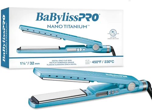 Miniatura 10 de BaBylissPRO Plancha Alisadora de Cabello Iónica de Nano Titanio, Plancha Alisadora de Cabello de 1/4" para Cabello Suave, Brillante, Sin Frizz