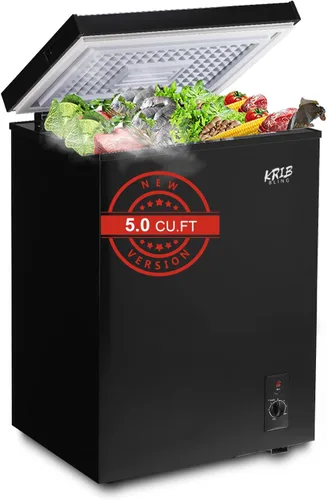 Miniatura 9 de Chest Freezer 3.5 Cu.Ft Mini 7 Gears Temperature Control Compact Deep Freezer with Top Open Door and Removable Storage Basket Black Negro