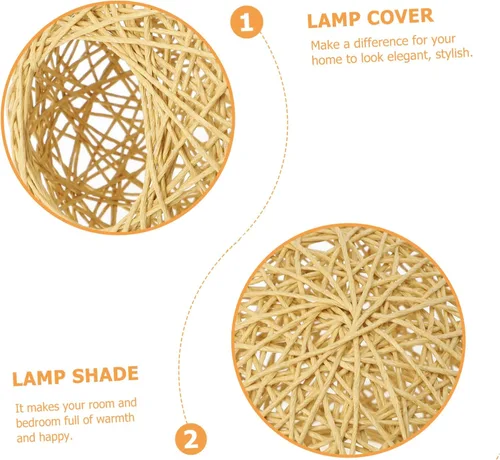 Miniatura 9 de DOITOOL 2 sets cubierta de luz de uso interior tejida pantalla lámpara colgante decorativa para dormitorio 2 unids*2