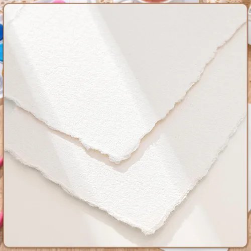 Miniatura 3 de Prudiut 50 hojas de papel de acuarela de 6 x 8 pulgadas, 160 GSM con borde deckled borde, papel hecho a mano con textura rugosa para invitaciones