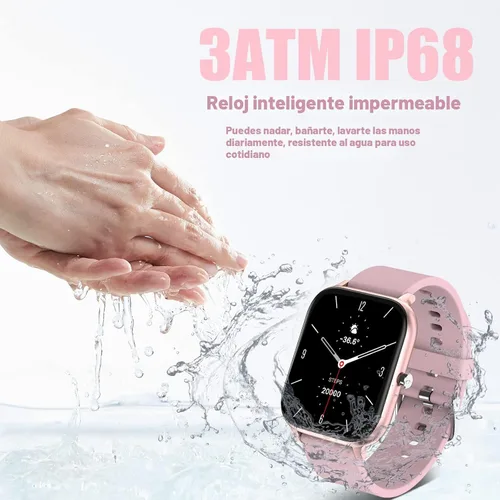 Miniatura 6 de Reloj inteligente para hombres y mujeres, compatible con iPhone, Samsung, teléfono Android, pantalla táctil completa de 1.69 pulgadas, IP68, Rosa