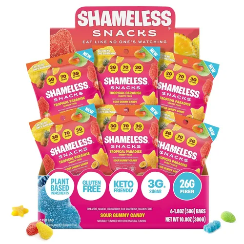 Miniatura 10 de Shameless Snacks Sweet & Sour All-Stars, paquete de variedad de caramelos de gomitas ácidos, saludable, vegano, sin gluten, bajo en azúcar