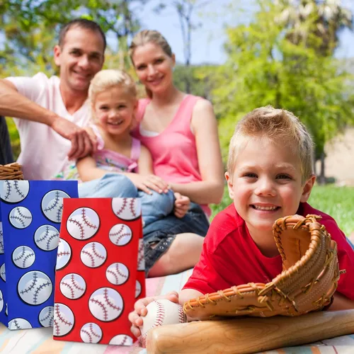 Miniatura 2 de 40 bolsas de regalo para fiesta de béisbol, suministros de papel para fiesta de béisbol, suministros para decoración de cumpleaños, suministros
