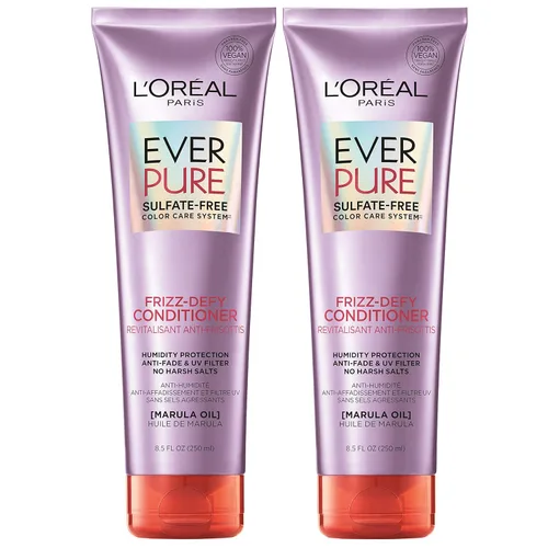 Miniatura 10 de L'Oreal Paris Acondicionador Sin Sulfatos Frizz Defy, Control de Encrespamiento Cuidado Capilar con Aceite de Marula, EverPure, 8.5 Fl Oz