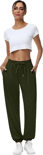 Miniatura 7 de Riyiper 2 piezas de pantalones deportivos para mujer, de cintura alta, pantalones deportivos holgados de moda con bolsillos