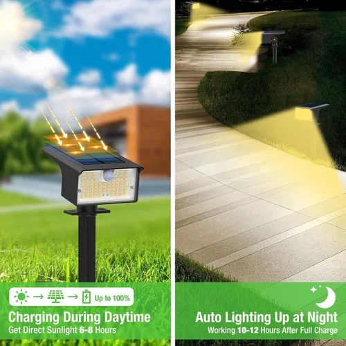 Miniatura 3 de [Paquete de 3 y 62 LED] Reflectores Solares para Exteriores con Sensor de Movimiento, 3 Modos de Sensor de Movimiento, Luces para Exteriores, 2