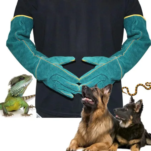 Miniatura 3 de Guantes antimordeduras, lona azul para entrenamiento de reptiles para mascotas, antimordeduras, alargan, guantes de protección de seguridad