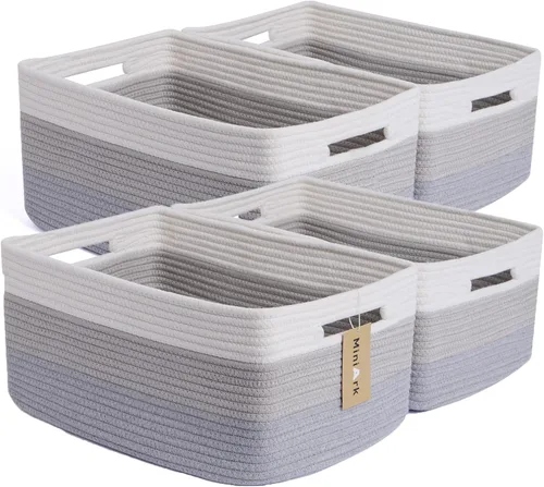 Miniatura 14 de MiniArk Cestas grandes de almacenamiento para estantes, organizadores de armario, para ropa, manta, toallas, guardería, caja de juguetes, cestas