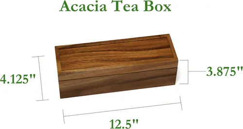 Miniatura 3 de Lipper International Caja de té de madera de acacia con 4 secciones, 12-1/2" x 4-1/8" x 3-7/8